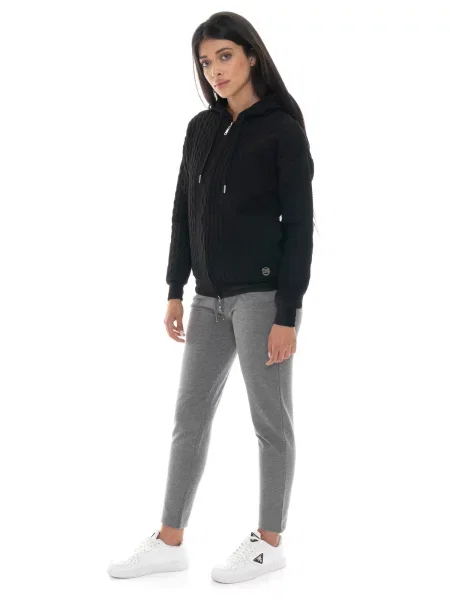 Bluza Leone Apparel Braid z kapturem i zamkiem z dzianiny na zimę czarna