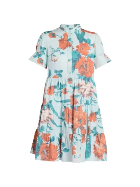 Rochie Erdem cu model floral cu imagine albastru
