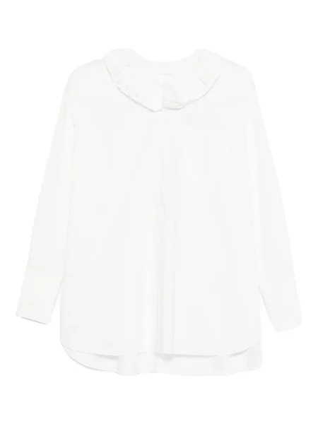 Kołnierzykowy koszula Susanne Bommer z falbankami biała