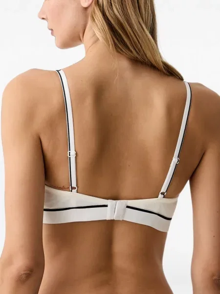 Сутиен с триъгълни чашки Emporio Armani с автограф бяло