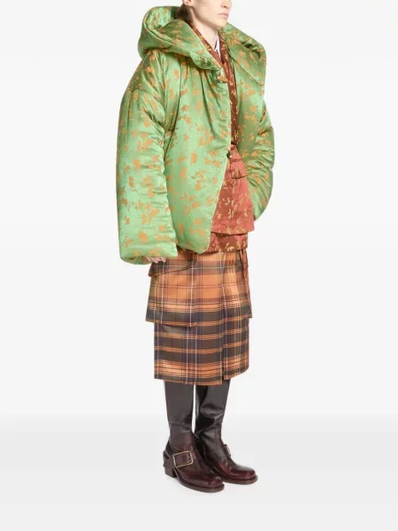 Geacă cu puf Dries Van Noten din jacard verde