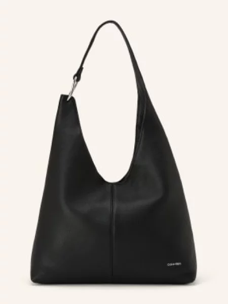 Taška Calvin Klein Jeans Slouchy Leather Shoulder černé