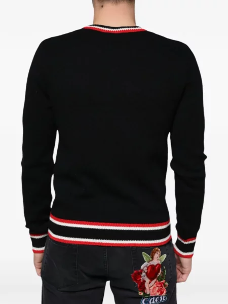 Vlněný svetr Dolce & Gabbana s aplikacemi černý