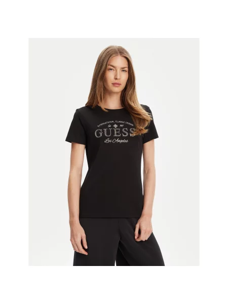Guess Majica Regular Fit črna
