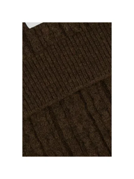Szal Mm6 Maison Margiela wełniana brązowa