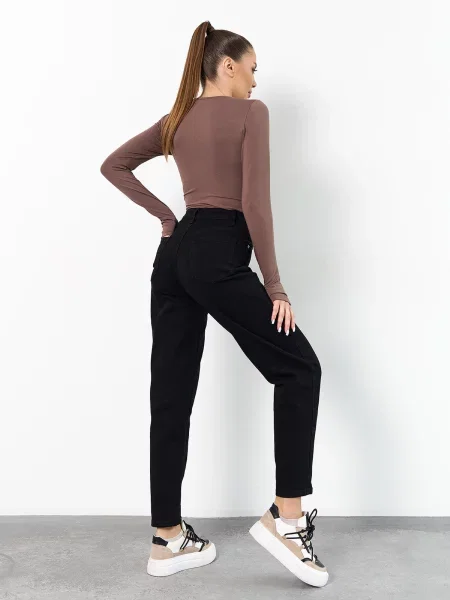 Джинси мом ISSA Plus чорний