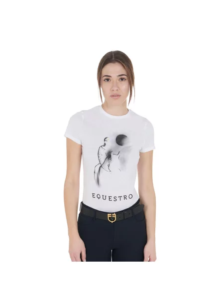 Slim fit koszulka z nadrukiem księżycowym biała