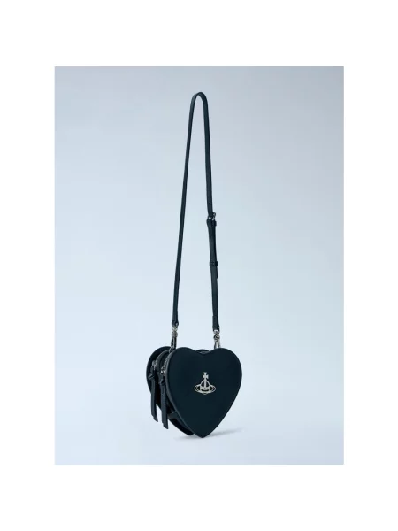 Torebka crossbody Vivienne Westwood skórzana w serca czarna