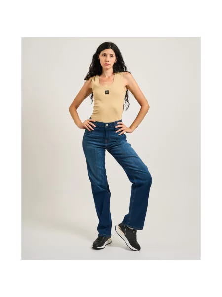 Fracomina Jeansy Kobieta Denim Dżinsy Straight Fit niebieski