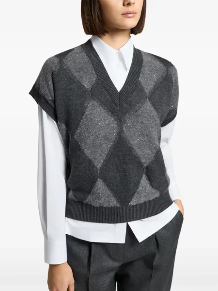Pulover Peserico cu model argyle gri