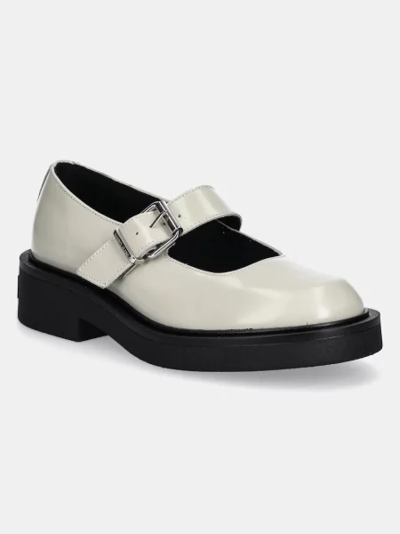 Tommy Jeans pantofi de piele TJW MARY JANE SHOE bej
