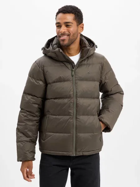 Kurtka jeansowa Calvin Klein Jeans z kapturem szara