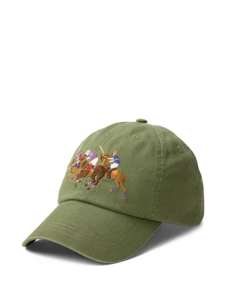 Șapcă Polo Ralph Lauren cu decolteu în V cu autograf în carouri albastru