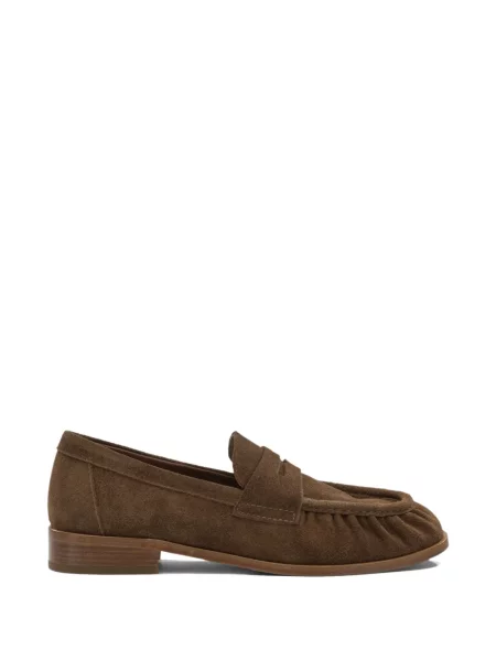 Pantofi loafer Strategia Shoes din piele de căprioară cu volane maro