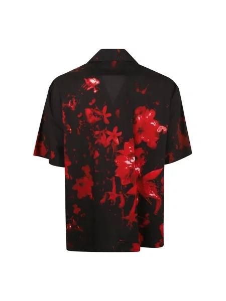 Krótka koszula z krótkim rękawem Alexander Mcqueen z krótkim rękawem drapowana czarna