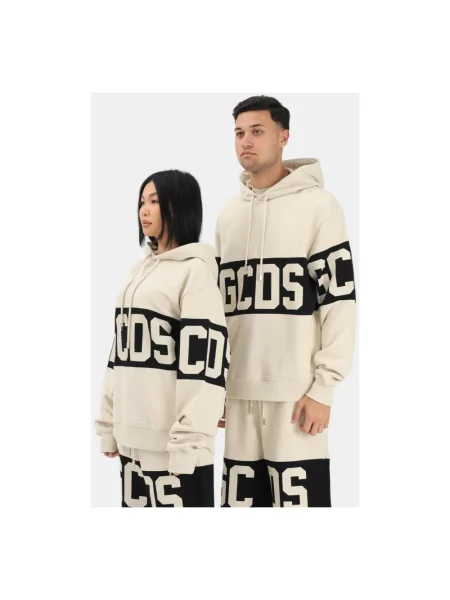 Bluza z kapturem Gcds z logo beżowa