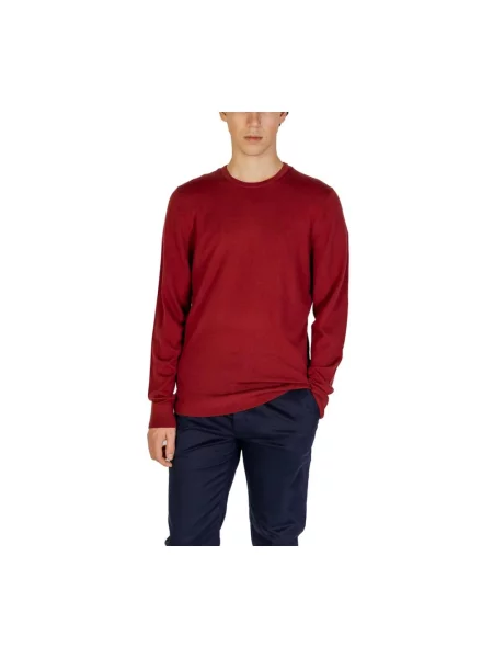 Sweter Calvin Klein Jeans wełniany z okrągłym dekoltem niebieski