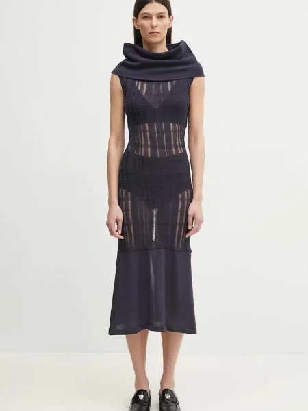 Our Legacy rochie Cover marin midi mulata albastru