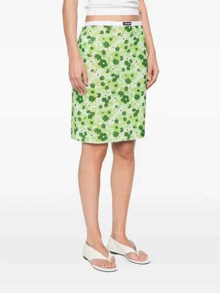 Fustă Miu Miu cu model floral cu imagine verde