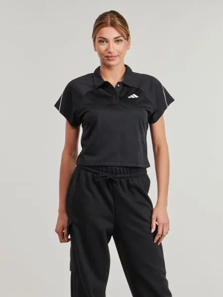 Prugasta jacquard tenis polo majica Adidas crna