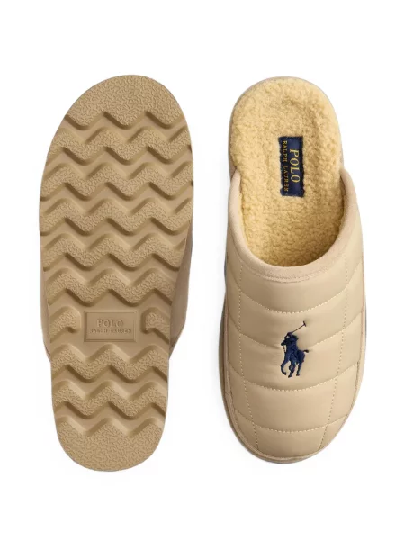 Matlasat papuci de casă Polo Ralph Lauren tricotate maro