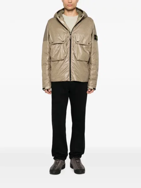 Geacă Stone Island cu glugă cu strasuri verde