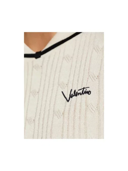 Dzianinowa koszulka polo Valentino beżowa
