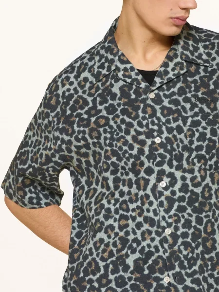 Allsaints Resortová Košile Silesia Oversized Fit / koňaková / světle šedá černá