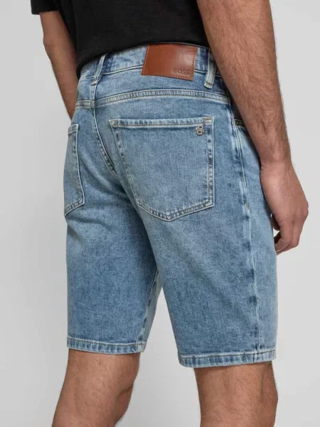 Szorty jeansowe o kroju regular fit z przetarciami model ‘Re.Maine’ Boss niebieskie