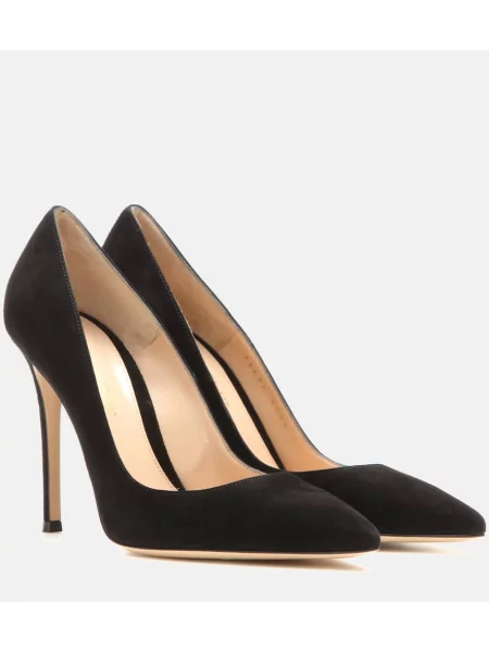 Велурени полуотворени обувки Gianvito Rossi черно