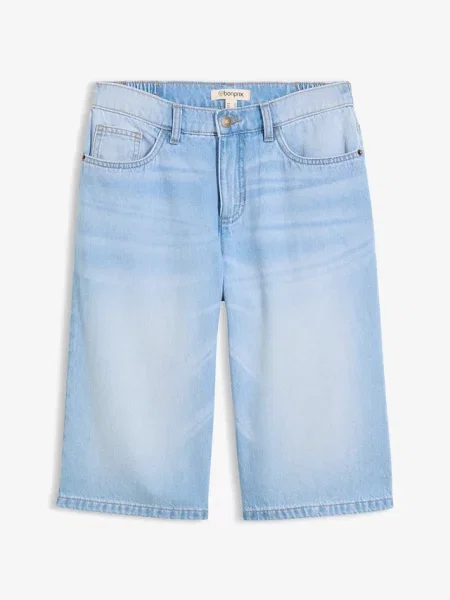 Lekkie bermudy jeansowe ze średnim stanem niebieskie