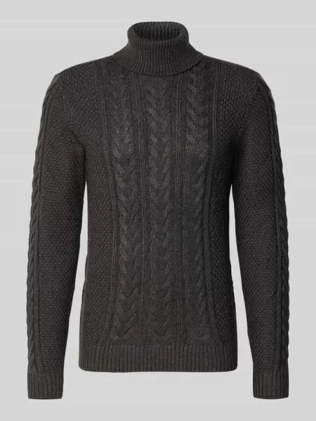 Sweter z dzianiny z golfem model ‘BASIM’ Blend