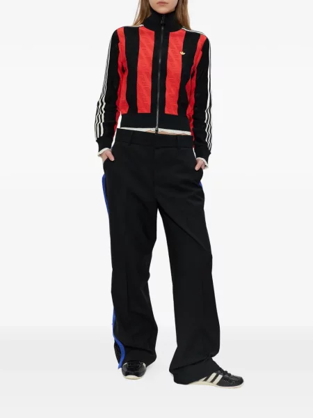 Szorty Adidas w paski z autografem sznurowane brązowe