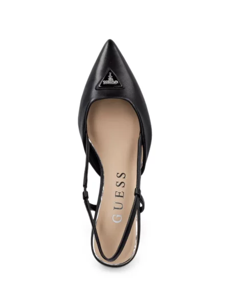 Pantofi cu toc Guess slingback cu autograf negru