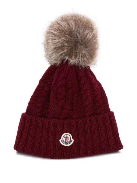 Căciulă Moncler tricotate cu pompoane roșu
