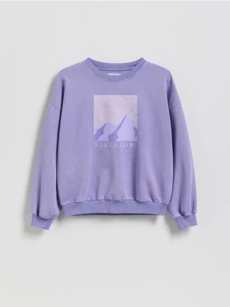 Reserved Hanorac din cu imprimeu și dungi laterale violet