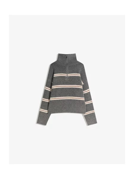 Bershka Pulover maro / gri închis alb