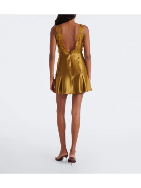 Rochie Retrofete din satin galben