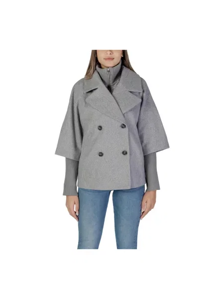 Płaszcz Jacqueline De Yong z dekoltem w serek szary