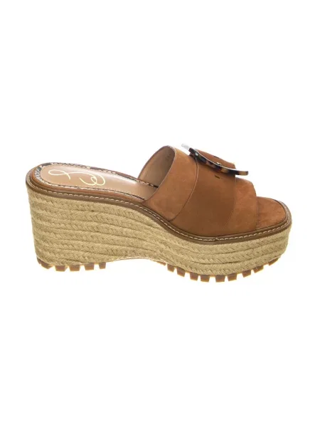 Sandały Sam Edelman zamszowe na koturnie brązowe