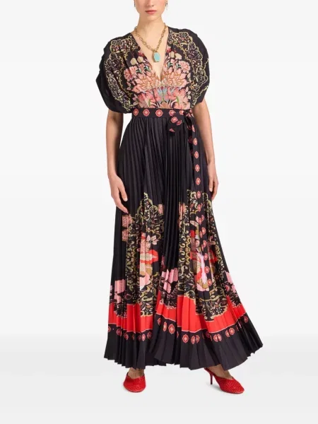 Rochie maxi La Doublej cu model floral cu imagine de costum negru