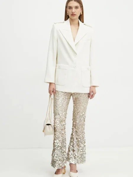 Штани Luisa Spagnoli кльош висока посадка бежевий