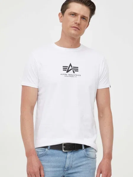 Tričko Alpha Industries Basic Mid Logo T-shirt white bílé