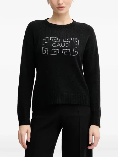 Pulover Gaudi cu decolteu rotund negru