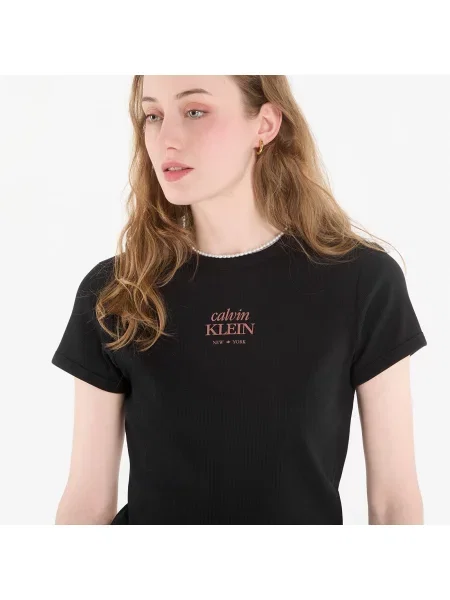 Calvin Klein Jeans kratka majica z elastanom črna