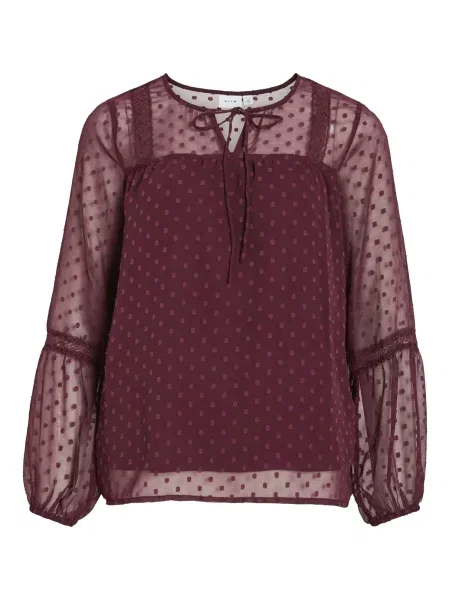 VILA Bluză VIEdee vin roșu