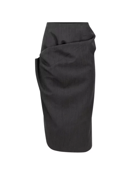 Fustă midi Victoria Beckham asimetrică drapată gri