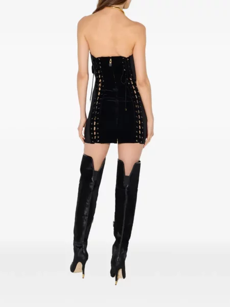 Rochie mini Elisabetta Franchi de catifea negru