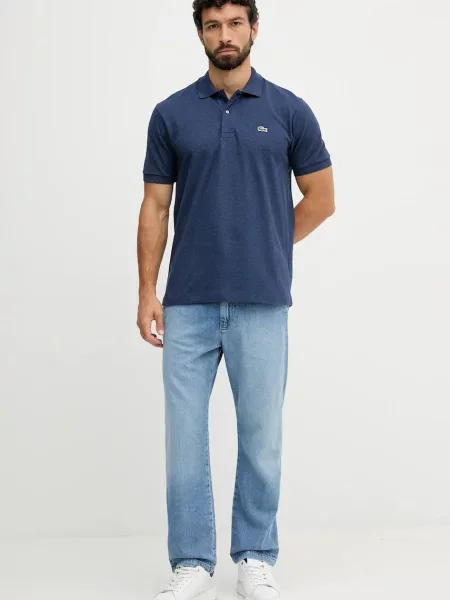 Меланжевое поло Lacoste серое