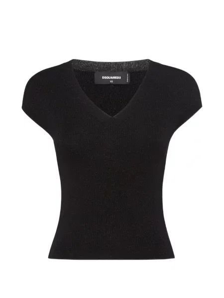 Scurt tricou Dsquared2 cu decolteu în V negru